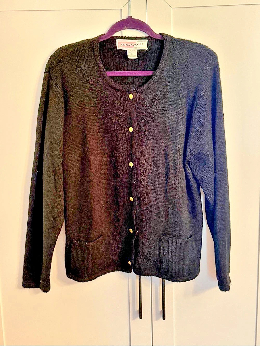 Crystal-Kobe Women's Black Knit Cardigan Size XL
